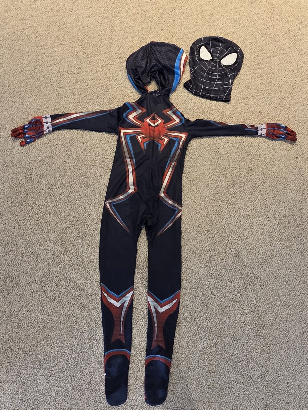 Kids 4T To 5T Black and Red Spiderman Costume Bodysuit with Mask